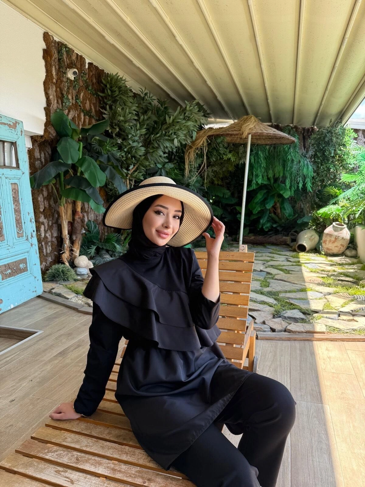 Doğa tesettür mayo siyah